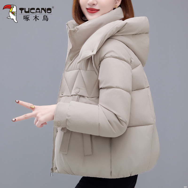 啄木鸟短款棉衣女款2025冬季新款妈妈加厚保暖棉服女士洋气小棉袄