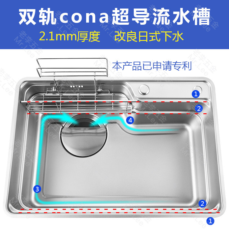 双轨cona超导流水槽 2.1mm厚度 改良日式下水