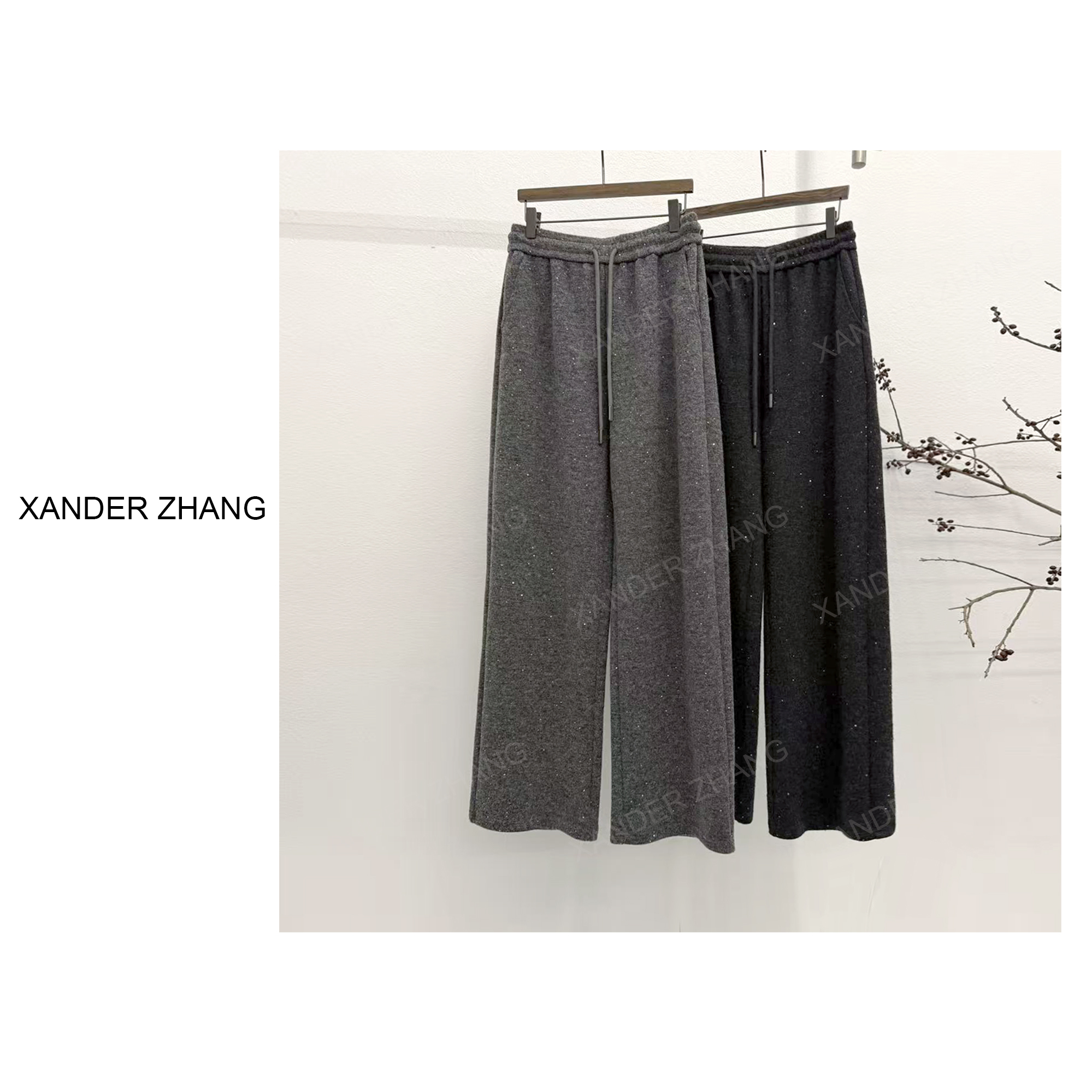 双面磨毛加绒羊毛直筒裤