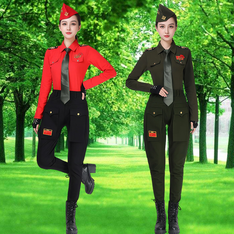 新款军装风广场舞套装团体舞蹈服