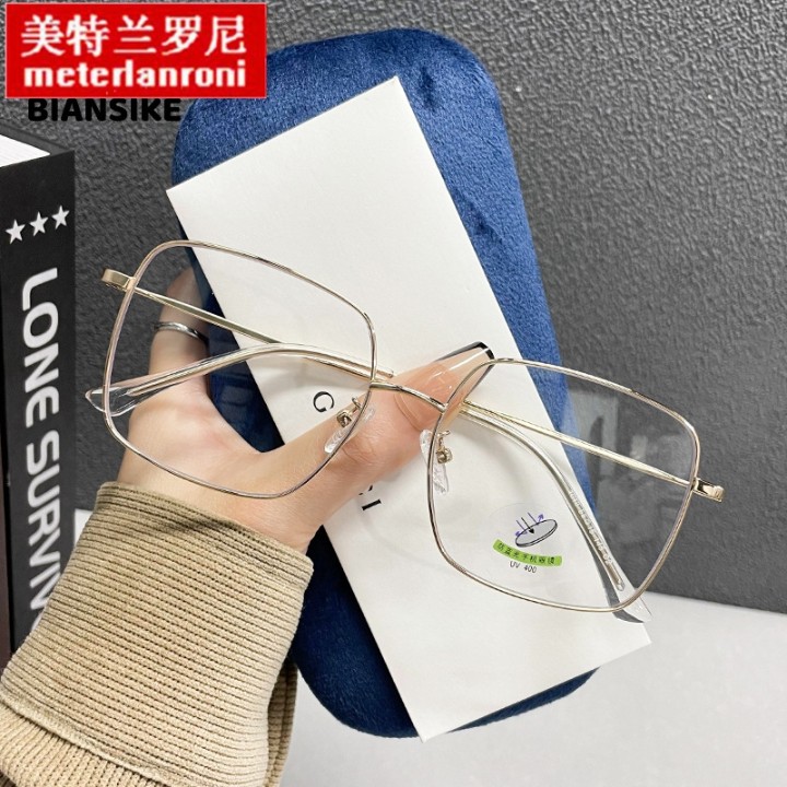 1013新款周杨青同款大框防蓝光眼镜时尚方形金属眼镜框开球平光镜