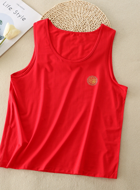 男童加肥加大儿童红色背心兰精莫代尔胖童本命年红内衣宽松无袖薄