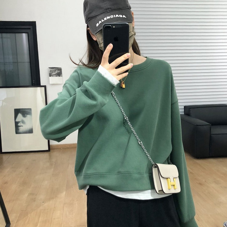 日系假两件卫衣女春秋薄款设计感小众宽松韩版减龄套头长袖上衣潮