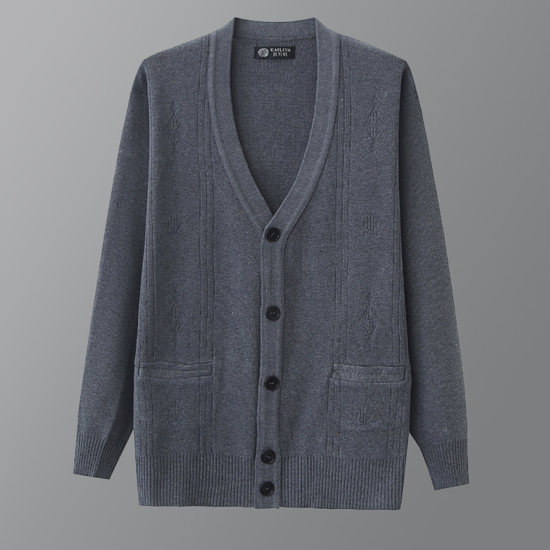 开衫毛衣纽扣男士纯色羊毛衫