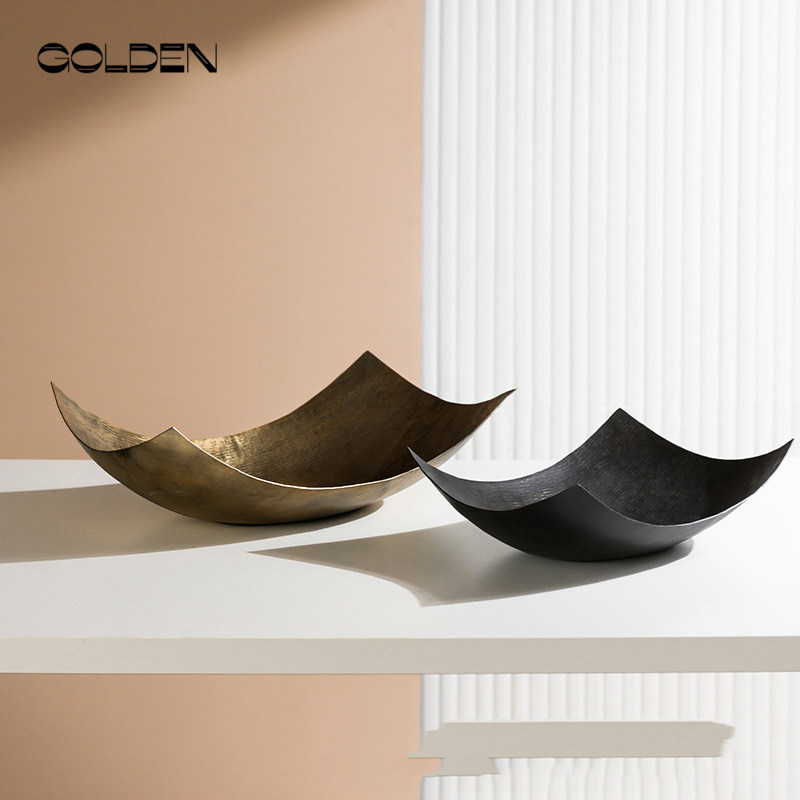 印度进口长条形金属果盘长方形水果托盘样板间茶几软装饰品摆件