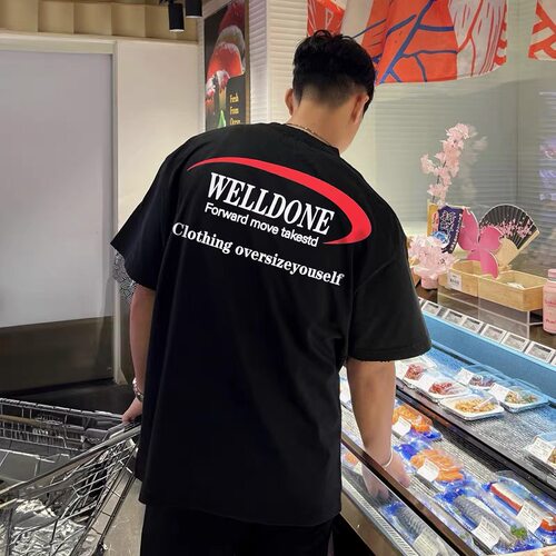 重磅320克WE11DONE字母短袖男士WELLDONE半袖T恤美式情侣潮牌宽松