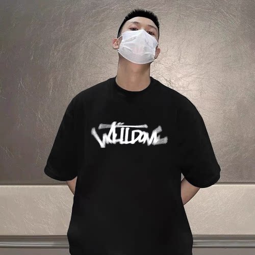 重磅320克WE11DONE字母短袖男士WELLDONE半袖T恤美式情侣潮牌宽松