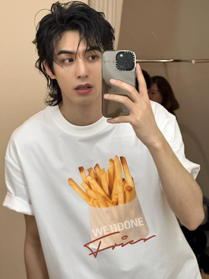 重磅320克WE11DONE字母短袖男士WELLDONE半袖T恤美式情侣潮牌宽松