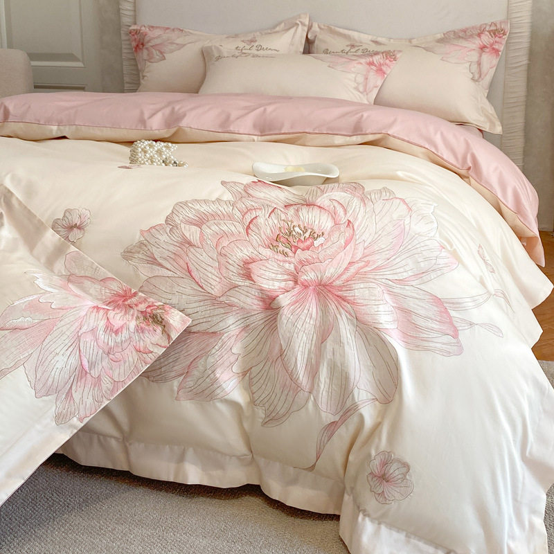 刺绣全棉 I 高端花卉刺绣长绒棉全棉纯棉四件套,床上用品,床品套件/四件套/多件套,淘宝优惠券,粉丝福利购,淘宝优惠卷