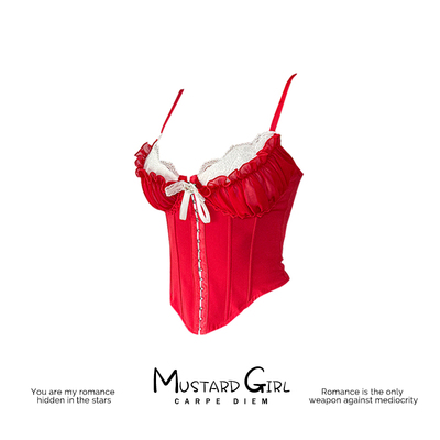 带胸垫辣妹性感蕾丝吊带背心