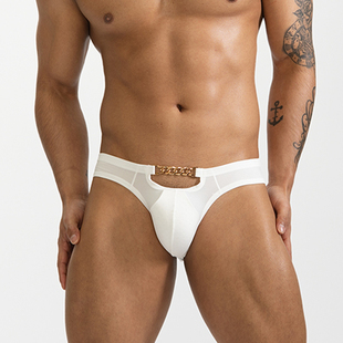 男士三角裤低腰性感漏洞U凸镂空囊袋内裤男夏季运动吸汗透气速干