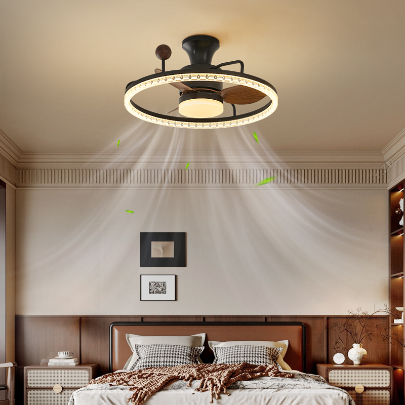 2025新款美式中古风卧室风扇灯