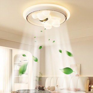 风扇灯无叶风扇灯现代简约卧室灯电风扇全光谱护眼光圆形房间风扇