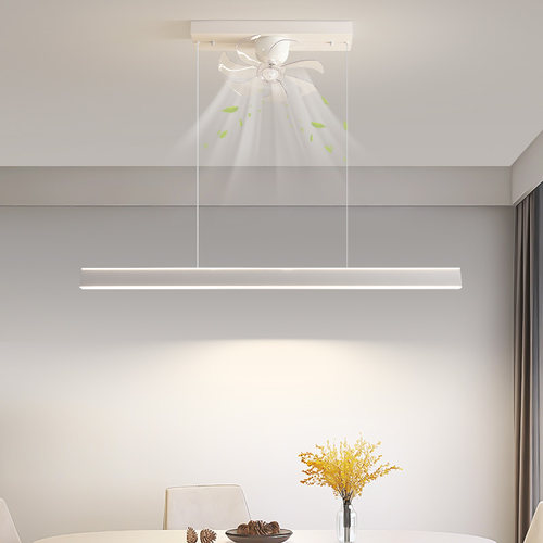 餐厅风扇吊灯一体 LED 长条吊扇灯极简家用饭厅灯具