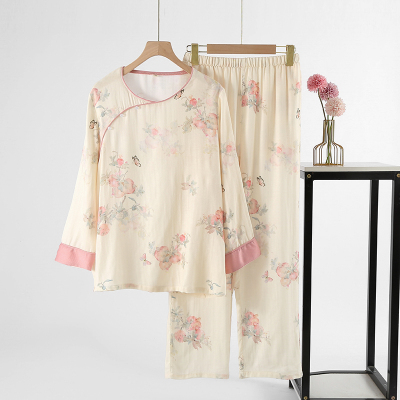 国风睡衣女春秋纯棉长袖套装2026新款新中式夏季薄100全棉家居服