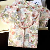 2026新款 薄夏季 长袖 纯棉纱布睡衣女春秋胖mm加肥加大码 套装 家居服