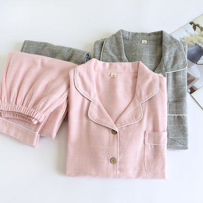 磨毛睡衣女秋冬季纯棉加厚长袖