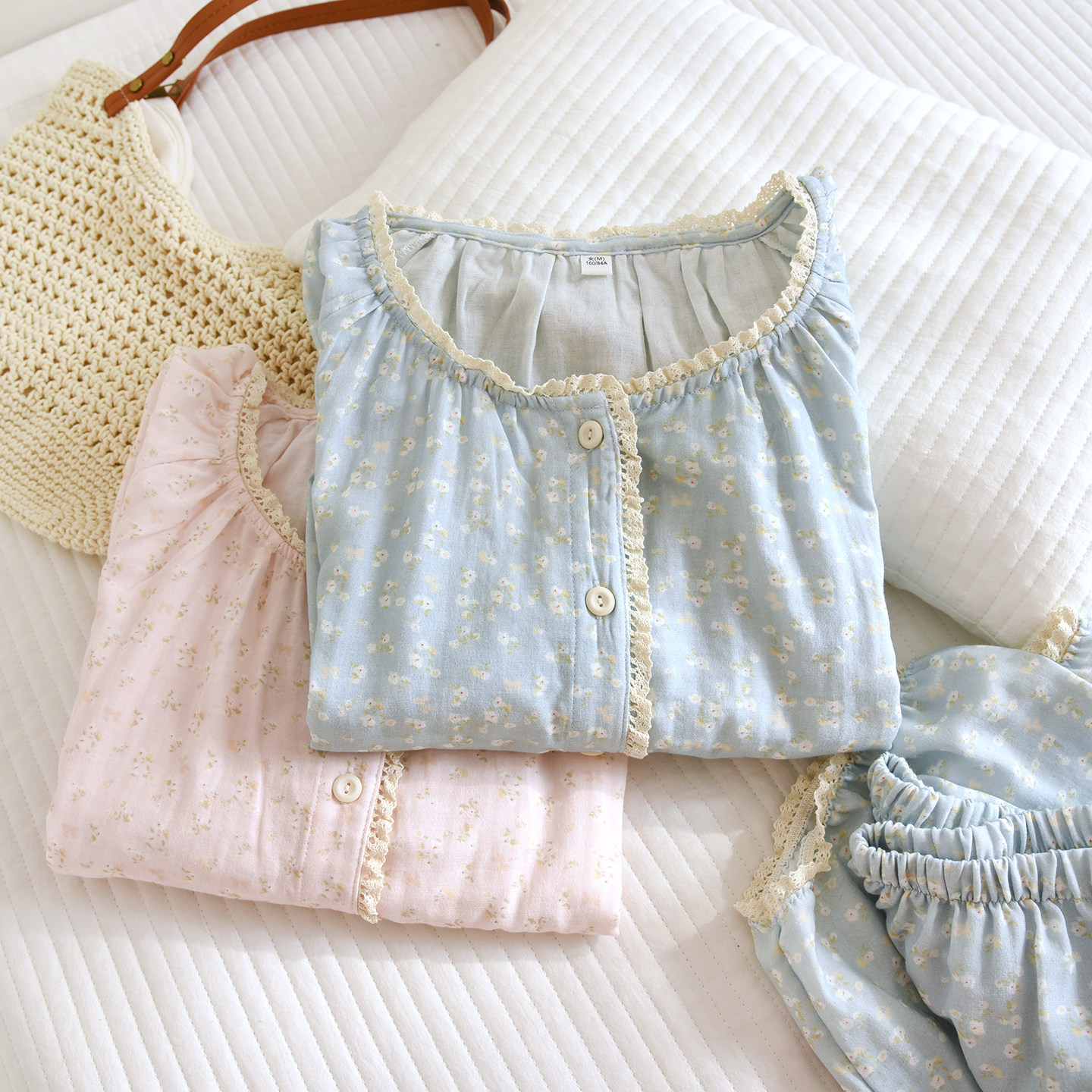 田园碎花睡衣女纯棉纱布春秋圆领2026新款夏天长袖100%全棉家居服