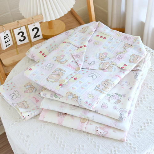 磨毛睡衣女春秋冬季加厚纯棉卡通套装2025新款100%全棉绒布家居服