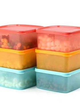 特百惠 便携水果保鲜盒6件套 400ML冷藏彩色水果保鲜盒