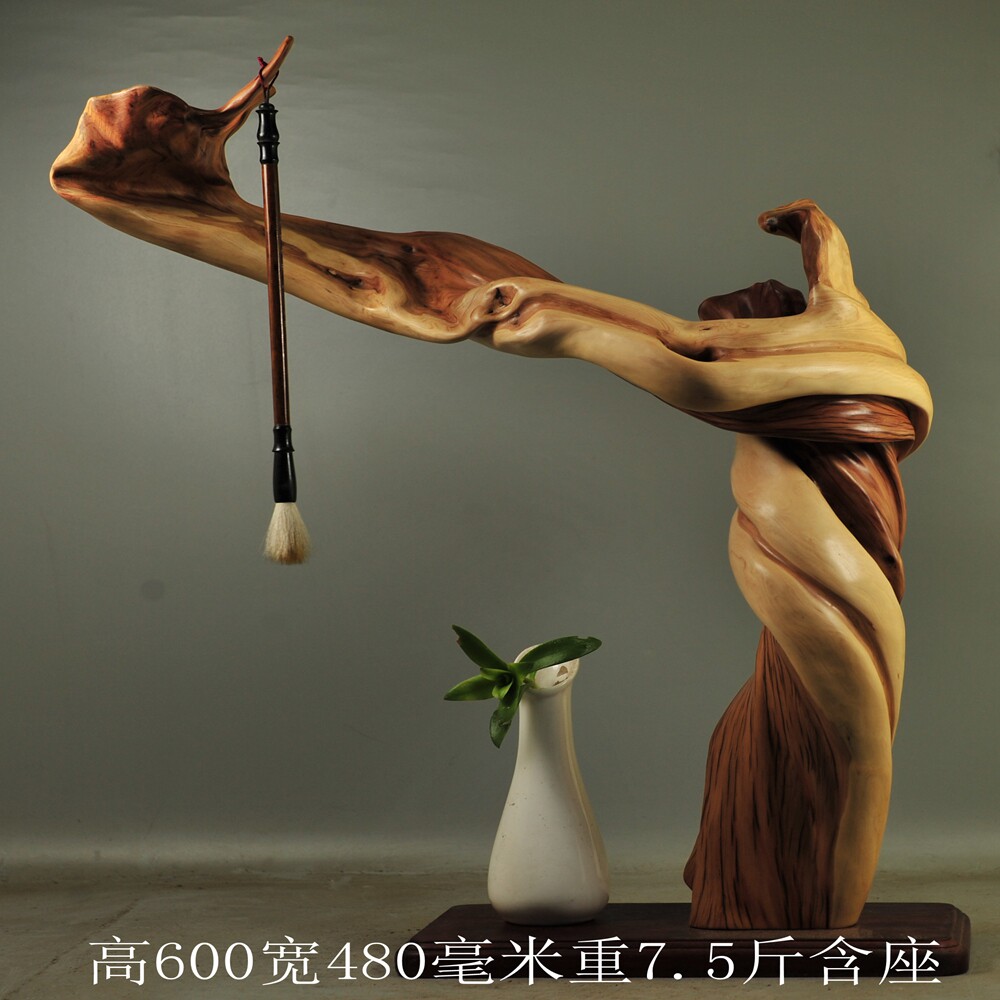 崖柏陈化料笔筒摆件随形笔