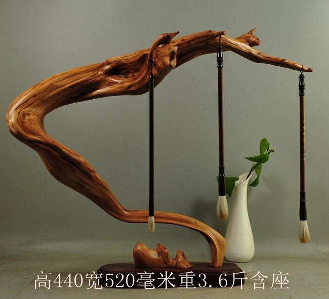 崖柏根雕摆件随形笔挂笔架珠串架笔筒茶台太行陈化原料倒流香