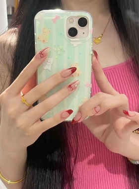 kira日式超薄假指甲贴片 小红书裸粉红色法式蝴蝶结 手工定制甲片