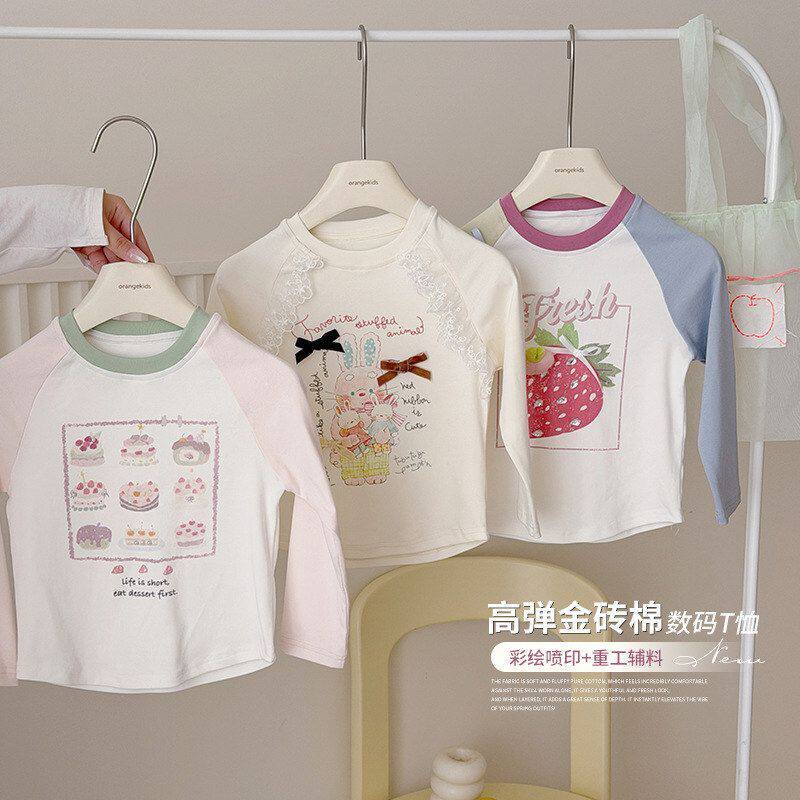 谢金毛儿童t恤女童春季上衣26年新款纯棉打底衫洋气女宝春季衣服