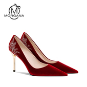 女中式 婚纱两穿敬酒鞋 新娘鞋 秀禾服婚鞋 旗袍高跟鞋 刺绣礼服鞋 单鞋