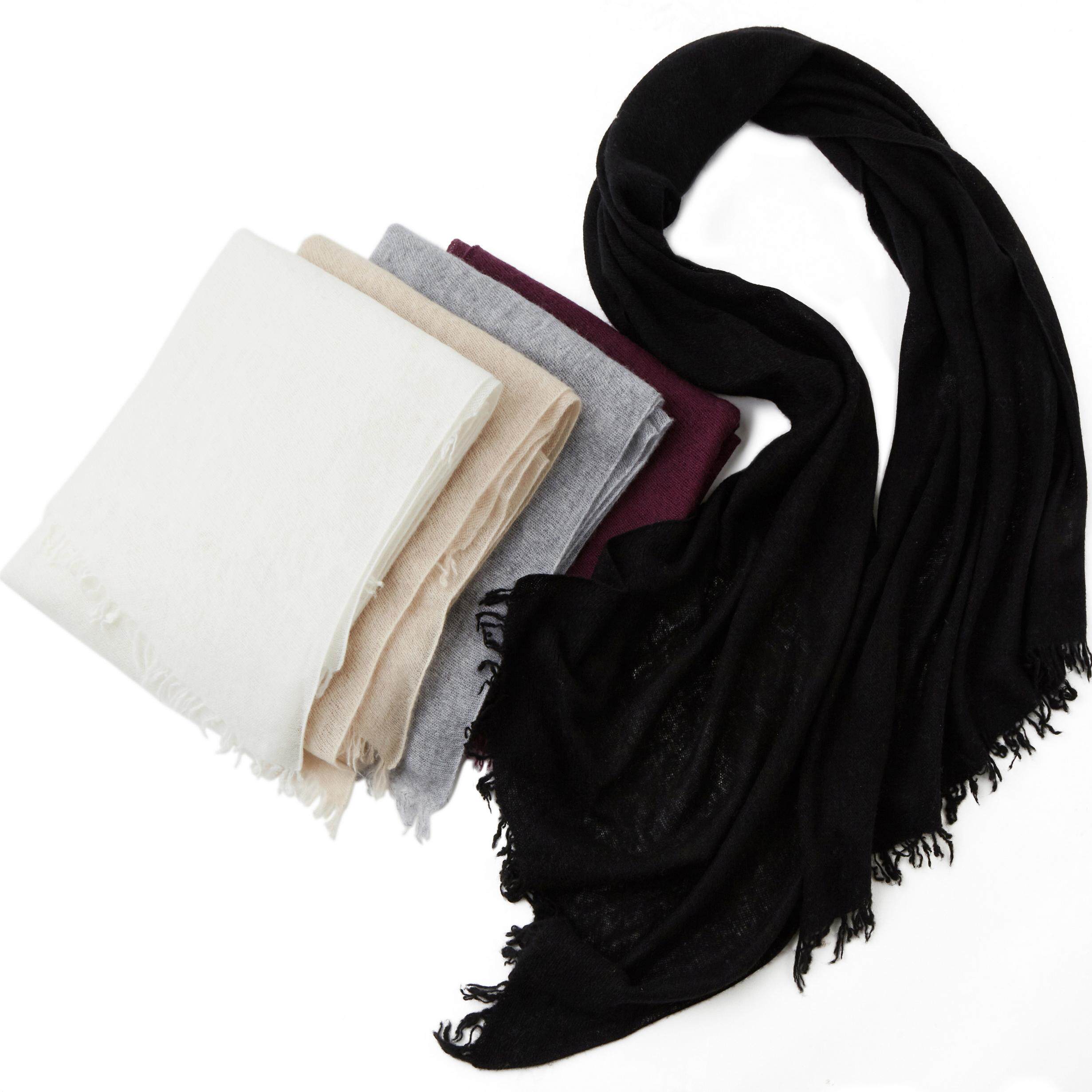 纯山羊绒女士针织纯色围巾