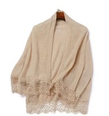 小众轻奢春夏季 空调房BI备蕾丝花边纯山羊绒披肩外搭保暖针织围巾