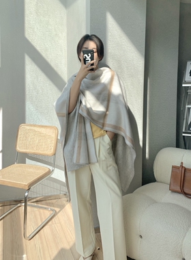 绵羊绒斗篷双面双色欧美女秋冬