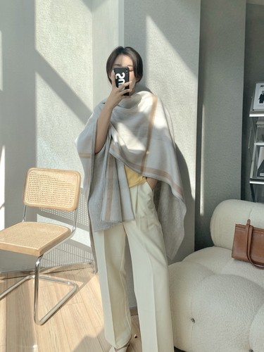 绵羊绒斗篷双面双色欧美女秋冬