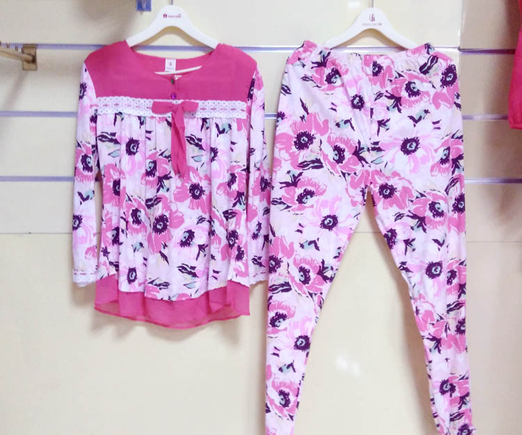 芬腾睡衣特价春季女春秋长袖针织纯棉优雅高贵大码薄款家居服套装