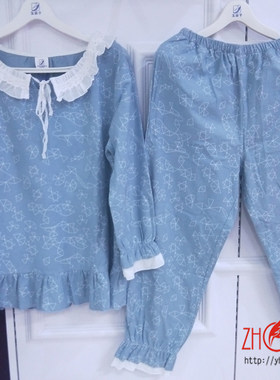 韩版纯棉家居服玉茄子女