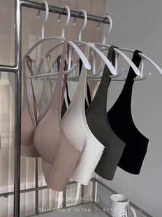 薄款 网纱乳胶深V果冻防滑承托无痕无钢圈大胸显小女士内衣文胸