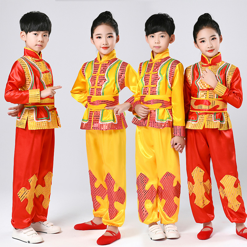 儿童武术服演出服中国功夫舞龙舞狮少儿武术服装练功打鼓国庆表演