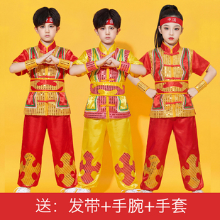 儿童武术表演服男女童幼儿演出服中小学生打鼓表演服中国风武术服