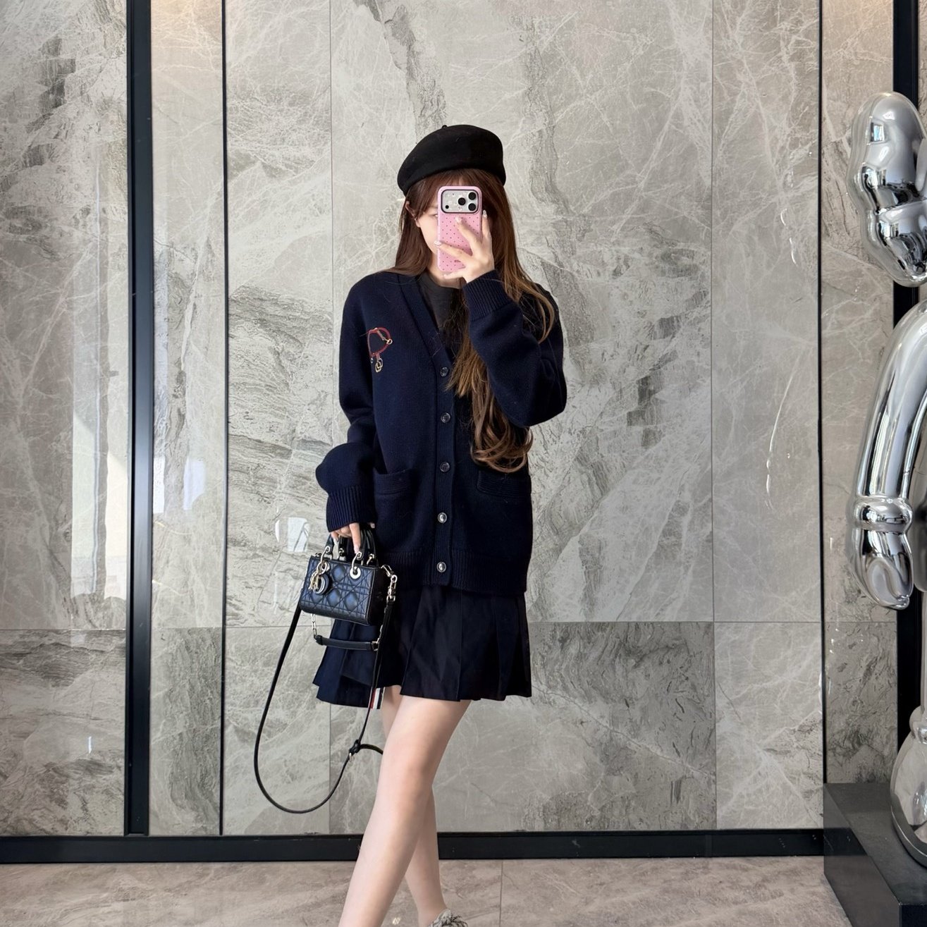 南油高端羊毛开衫女早春新款深蓝色针织衫吊铃刺绣宽松毛衣外套潮,女装/女士精品,毛针织衫,淘宝优惠券,粉丝福利购,淘宝优惠卷