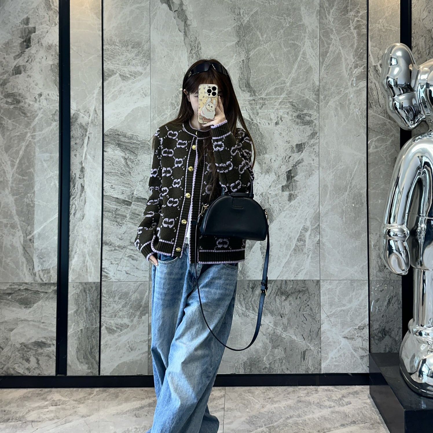 南油高定毛衣外套女冬季穿搭结节绒老花字母提花开衫羊毛针织衫潮