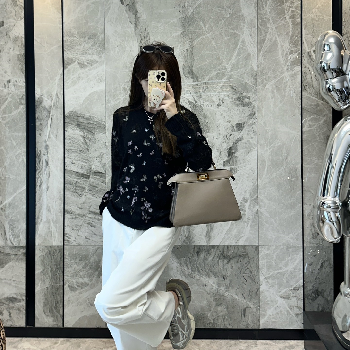 南油高端黑色毛衣女马海毛针织衫