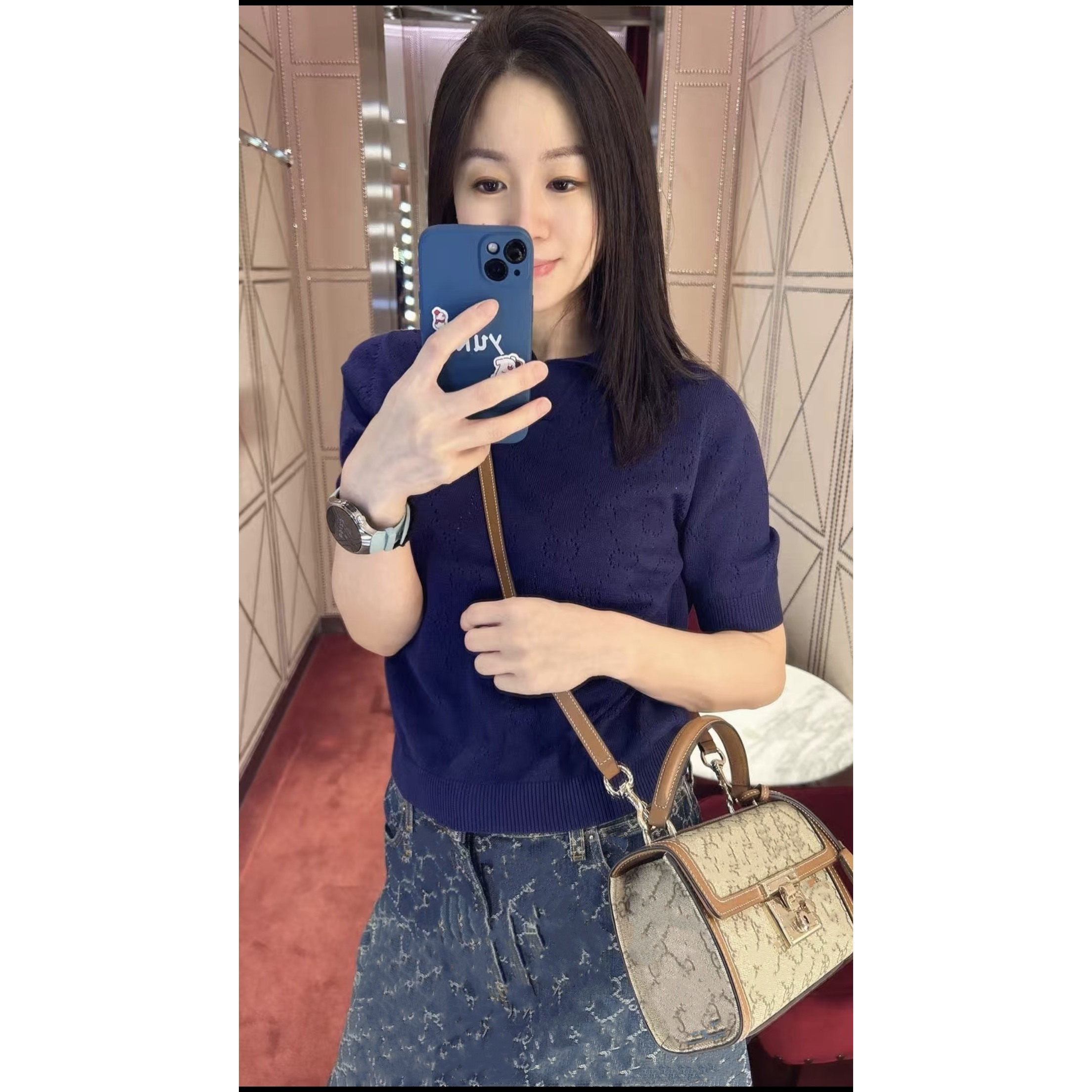 深圳南油高端女装短袖针织衫女修身镂空高级感POLO衫时尚休闲上衣