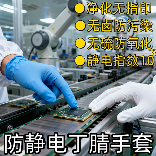 丁腈防静电手套无卤千级加长丁晴