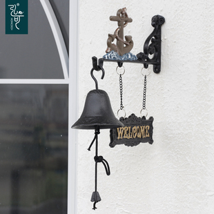 欧式复古别墅户外庭院门铃壁挂铃铛仿古创意装墙门头花园手摇铃铛