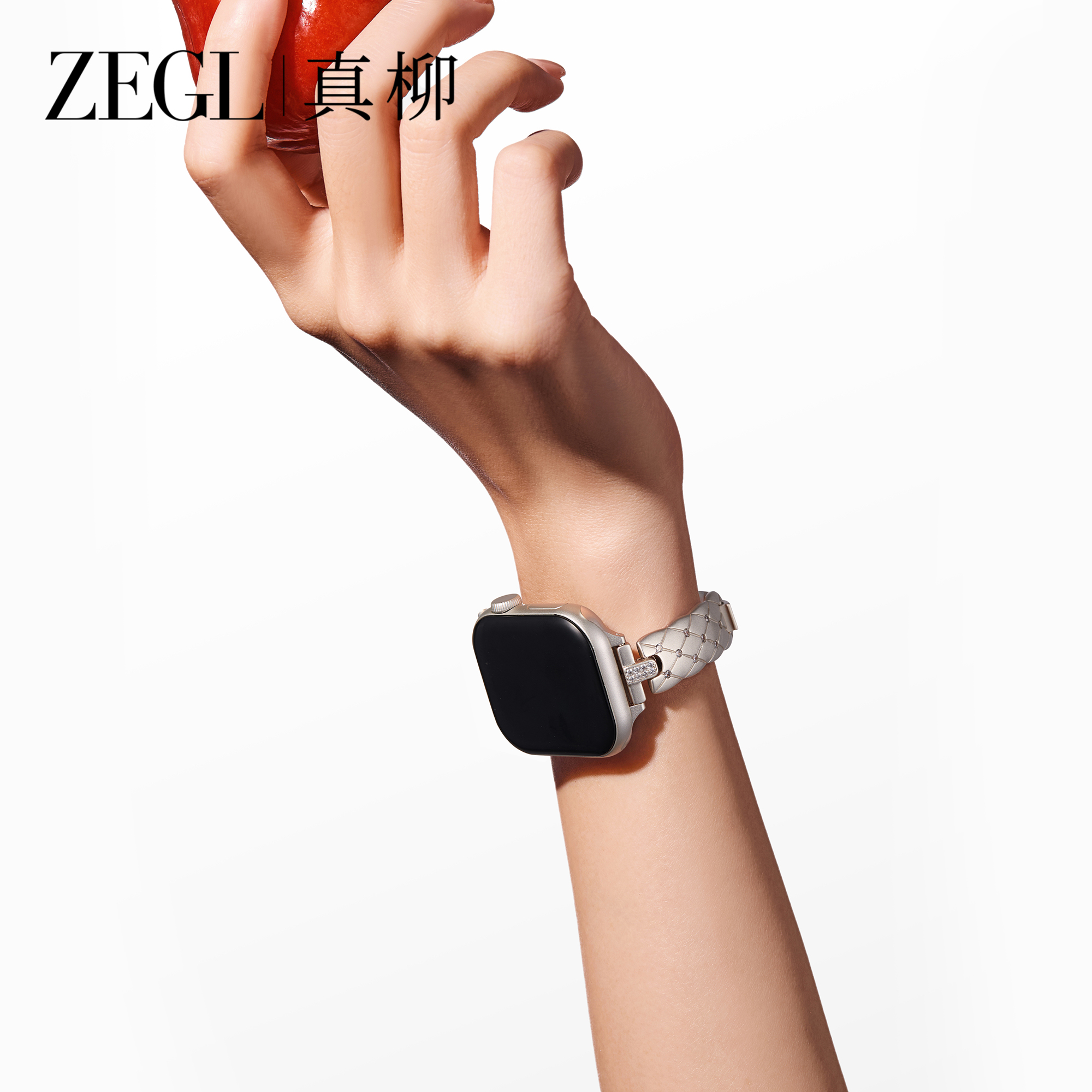 ZEGL适用苹果格菱纹手表链表带