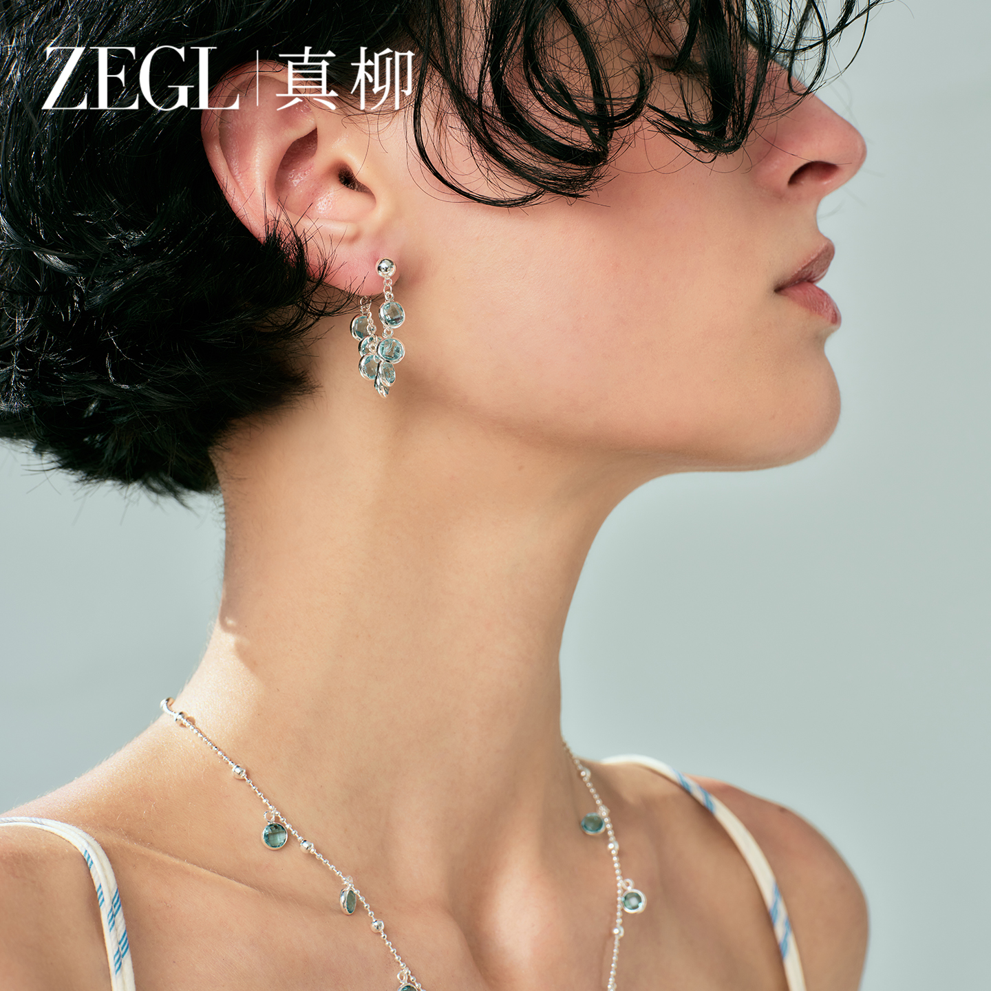 ZEGL真柳流苏耳环女轻奢高级感精致独特耳钉新款爆款蓝色耳饰耳坠
