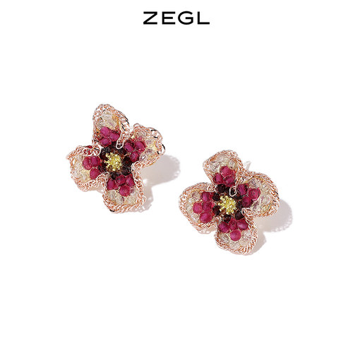 ZEGL花朵耳环清冷感耳饰女