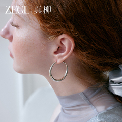 ZEGL赵露思同款法式大圈耳环女复古耳饰高级圈圈耳圈银针素圈耳钉