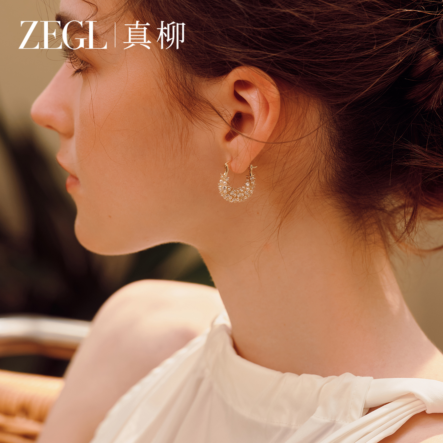 ZEGL真柳金色U形人造珍珠耳环女新款爆款耳扣气质高级感耳坠耳饰