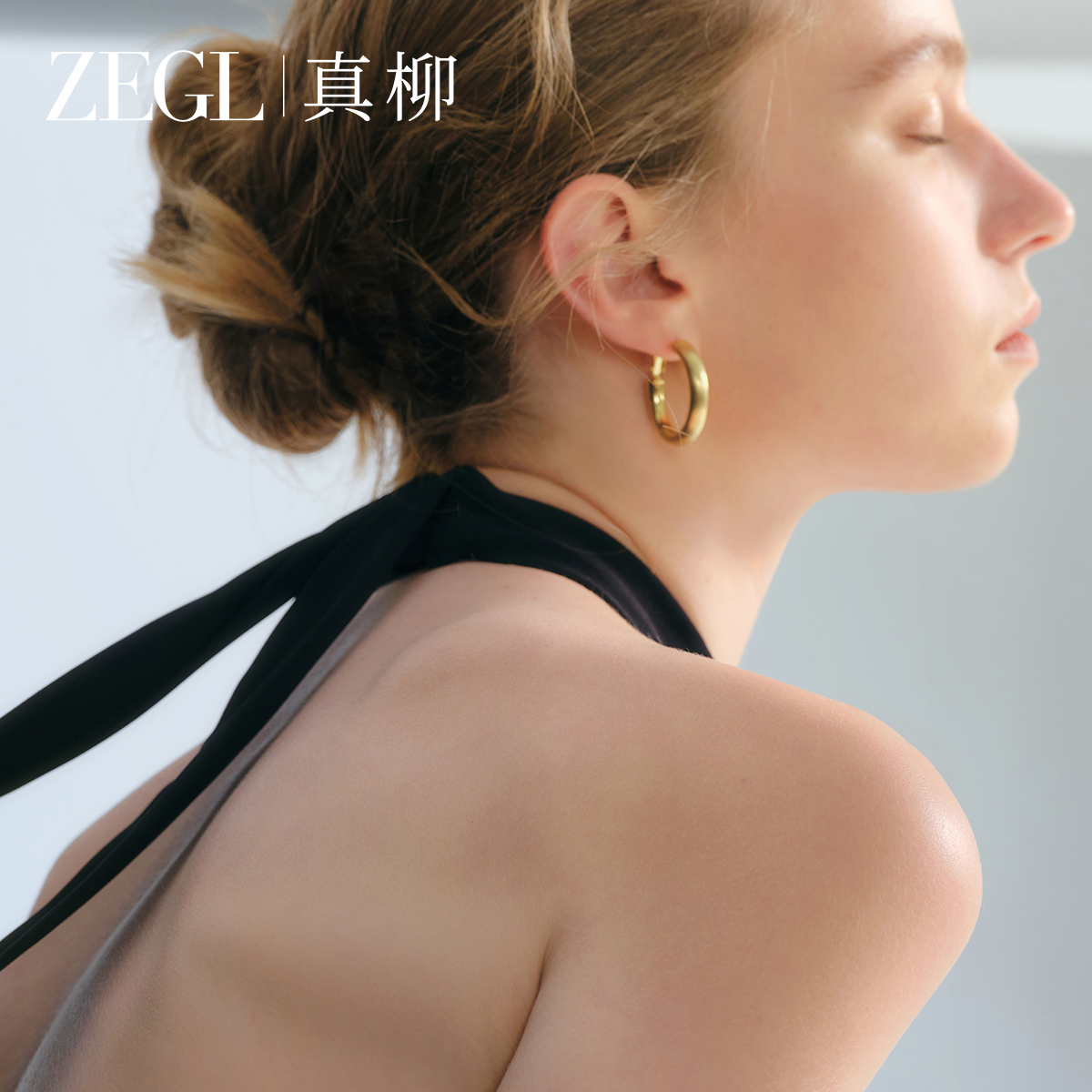 ZEGL真柳拉丝磨砂耳圈女轻奢高级感耳扣素圈大耳环适合圆脸的耳饰